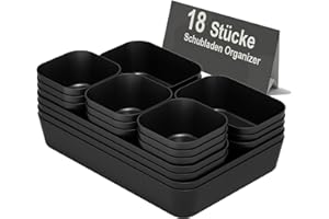 Homhut Organizador Cajones, Antideslizante, 18 Piezas 4 Tamaños, Cajones Organizadores Plastico, Organizadores de Cajones, Makeup Organizer para Maquillaje, Oficina, Baño y Cocina.