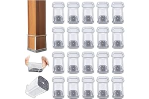 GICUNK Protector Patas Sillas Cuadrados 32 Piezas, Protector Patas Sillas Silicona Transparente Extra Pequeñas para Pisos de Madera, Almohadillas Protectoras para Pies de Muebles (Fit: 13-19 mm)