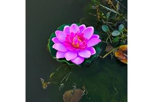 GENERIC Floating Foam Lotus Flower with Water Lily Pad - Artificial Pond Plants Ornaments, Faux Lotus Flower for Garden Pond Aquarium and Swimming Pool Decoration (Purple)
