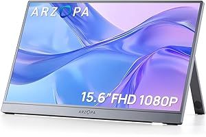 ‎ARZOPA ARZOPA Monitor Przenośny A1 15,6" FHD 1080P IPS, HDR, Ultra Cienki Ekran Przenośny w Kolorze Szarym – Dodatkowy Wyświetlacz do Laptopa, Mac, PC, Xbox, Switch, PS5 - A1 Szary