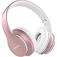 JOMILIN B9 Bluetooth Headphones Over-Ear, 60 Hours Playtime Wireless Headphones with Microphone, Hi-fi Stereo Lightweight Folding Headset, Volume Control for Travel Home Tablet PC Office (Rose Gold)