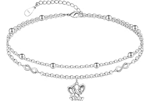 CHIC & ARTSY Womens Anklet 925 Sterling Silver Created Opal Layered Anklet Bracelet Dainty Beaded Chain Anklet Adjustable 11" Best Friend Anklet for Women