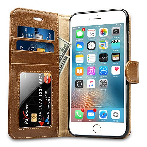 Labato Handytasche fÃ¼r iPhone 6 Plus/ 6s Plus SchutzhÃ¼lle aus Echt Leder Bookstyle HÃ¼lle fÃ¼r i Phone 6 Plus, ZubehÃ¶r fÃ¼r iPhone6 Plus Smartphone, braun, Lbt-I6U-05Z20
