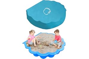 BEIMEIII Housse de protection en forme de coquillage, 120 x 16 cm, ronde, bleue, imperméable, pour bac à sable en forme de pomme, bac à sable (ne contient pas de coquillage)