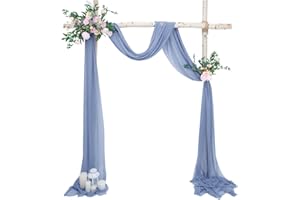 Babenest Wedding Arch Draping Fabric, 1 Panel 31" x 20Ft Dusty Blue Sheer Chiffon Curtain Drapery for Ceiling Ceremony Party Backdrop Décor