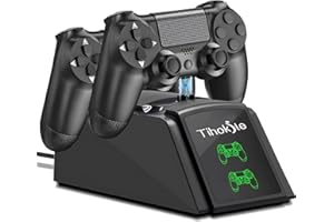 Tihokile Chargeur Manette PS4, Station de Charge Double PS4 avec Cable de Chargement USB et Indicateur LED, Chargeur de Contrôleur sans Fil pour PS4/ PS4Pro/PS Slim (Noir)