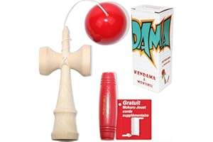 EasY FoxY ToY Kendama Mokuru Original Jouet en Bois; Japon Jeux d'adresse pour l'extérieur Enfants de 6+ Ans pour Les Adolescents; Jeux de Concentration Ahds Tueur de Stress en Bois