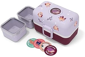 monbento - Lunch Box Bambini MB Tresor Owly - Gufo - Porta Pranzo con 3 Scomparti - Perfetto per Pranzi o Merende a Scuola/Parco - Senza BPA - Sicuro Per Uso Alimentare - Purpura