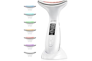 YUAEI Massaggiatore Elettrico Viso Antirughe Lifting: Face Massager con 6 Modalità 7 Colori LED EMS Microcorrente Massaggio - Dispositivo Bellezza 45 ℃ Terapia Della Luce Per Rassodante Facial Collo e Mento