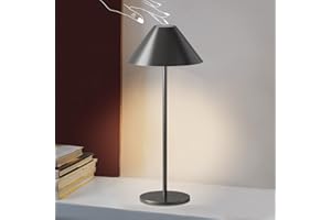 FUNTAPHANTA LED Rechargeable Cordless Table Lamp, IP54 Waterproof, Stepless Adjustable 1-100% Brightness, 3000K Dimmable Battery Operated Lamp, 4000mAh Certified Battery (Black)