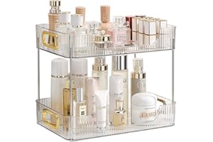 CESTATIVO Organizzatore di Trucco, Organizzatore di Cosmetici ad Grande Capacità, Organizzatore di Profumi, Mensola Trucco per Bagno (Chiaro)