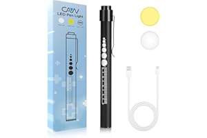 CAVN Rechargeable Diagnostic Medical Pen Light with Pupil Gauge LED Pen Torch for Nurses Doctors, Warm/White Light, USB Rechargeable Medical Penlight Gifts for Nurses Nursing Student (Black)