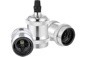 Vecys 3 Pezzi Portalampada E27 Vintage Bronzo Adattatore Edison Retro Portalampada Adattatore per Lampadine Vintage Lampada a Sospensione（Argenteo）