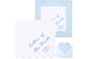 HATOFES Embroidered Wedding Handkerchief 60S Cotton White Hankies Embroidery Hanky for Bride Groom Wedding Day FUN Gift, Tissue, Napkin, Something Blue,12"x12"