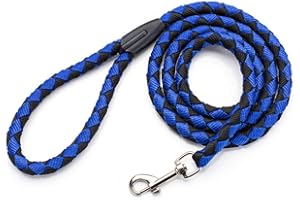 Accod Pet Nylon Lead Leash Pet Rope Pet Training Rope Leash for Medium and Large Dogs with Stainless Steel Buckle 1.5M Long and 1.2CM Width (Blue)