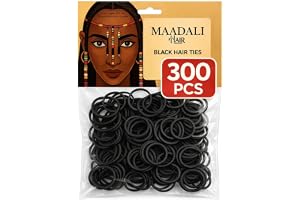 Maadali 300 st svarta mini elastiska band för afro, krusigt, lockigt, tjockt och lockigt hår – naturgummi – inga skador, star
