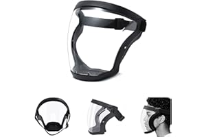 ‎APOMKJOE Apomkjoe Super Protective Face Shield - Full Shield Visor, Durable Transparent Face Mask Clear, HD Anti-Fog Reusable Face Protective Cover - for Male Female Adults (Black)