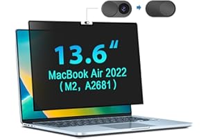 ‎STARY STARY Sichtschutzfolie für Macbook Air 13,6 Zoll (2022-2025), M2/M3 Chips, Nano-Kleber Abnehmbarer Blickschutzfilter,Schwarz Sicherheitsschutz,Kompatibel mit MacBook Air 13,6 Zoll Blickschutzfolie
