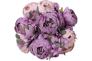 JOYHAZE - Lote de 1 ramo de peonías, 19 pulgadas de seda grandes flores de peonías con cogollos para la decoración de la oficina de reunión de la familia de la boda, pieza central de mesa, arreglo