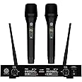 DIGIMORE D-310 Dual UHF Wireless Microphone System | 60 Channels | 500ft Range | Metal Body | Cardioid Pickup | UHF Connectivity | 6.35mm Output | for Singing, Live Events, Church, DJ & Karaoke