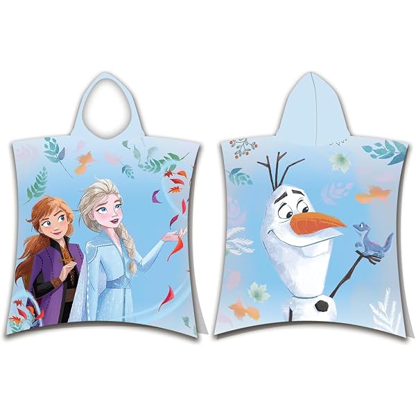 Poncho Serviette Bain Enfant à Capuche Frozen – Microfibre 55x110 Cm – Reine Des Neiges