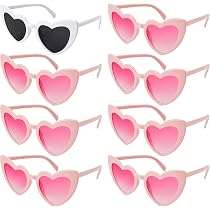 HomeDejavu 8 Lunettes De Soleil En Forme De Cœur Vintage Avec Marqueur Blanc - Accessoires Fête EVJF Mariage