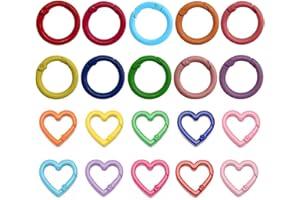 NJCXOLA 20 Stück Mini Schlüsselring Karabiner, 10 Farben, Herz Runde Karabiner Schlüsselanhänger, Bunt Karabinerring, Karabinerhaken, für Riemenkette, Schlüsselanhänger, Rucksack, DIY-Bastelarbeiten