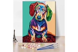 TISHIRON Pintura por números, animales para adultos, kit de pintura al óleo por números, basset hound, perro, animal sobre lienzo, decoración de pared de dormitorio (sin marco)