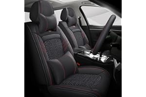 Ruberpig Car Seat Cover For Mitsubishi Outlander 2005-2023 5-Seats Complete Set All-Weather Use Waterproof Leather Cushion With Steering Wheel Cover Black