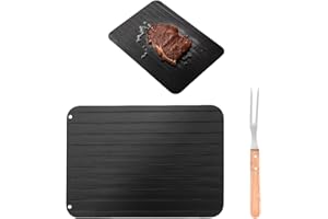 USHXVG 1 Defrosting Tray, 1 Meat Fork, Quick Thawing Plate, Frozen Food Quick Thawing Plate, Fish And Meat Defrosting Plate, Plate For Item Thawing, Meat Thawing Tray (Black)