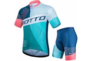 ROTTO Zestaw męskich strojów rowerowych, z krótkim rękawem, koszulka rowerowa i wyściełane szorty
