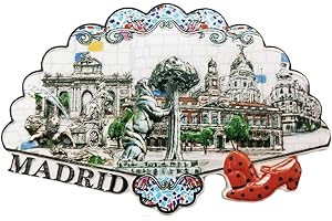 WEDARE MAGNET SOUVENIR 3D Madrid Espagne Fan-en Forme de Réfrigérateur Aimant Souvenirs À La Main Résine Magnétique Autocollants À La Maison Cuisine Décoration, Madrid Frigo Aimant Collection Cadeau