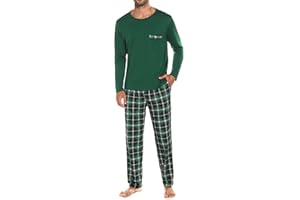Sykooria Pyjama Hommes Hiver Ensemble de Chemise Manches Longues Vêtements de Nuit Coton à Hauts et Pantalons Lâche Décontracté Confortable S-4XL