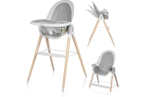 LIONELO Maya seggiolone pappa 2 in 1 per bambino, reclinabile, vassoio rimovibile, gambe antiscivolo, da 6 a 36 mesi, cinture di sicurezza, capacità di carico fino a 15 kg / 25 kg (White)