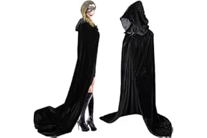 ENTZONE Mantello Halloween, Halloween Costume, Mantello Nero con Cappuccio Costumi Halloween Medievale Strega Diavolo mago Cosplay Carnevale Party Masquerade Vestiti (XL)