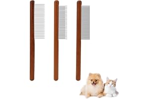 MEISO 3 Pièces peigne de toilettage pour chien, Toilettage d’Animaux de Compagnie Peigne, Peigne pour Chien Chat en Acier Inoxydable, Élimine les Nœuds et Cheveux Emmêlés, pour Chats Chiens Lapins