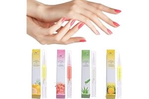 MORI KAMEI Nail nutrition oil 4PCS rotating nutrition pen with soft brush cuticle nail moisturizing care anti-barb exfoliation (Lemon+aloe+pineapple+cherry)