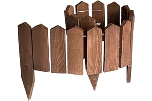 weeco Clôture de jardin - Clôture en Bois Flexible 120 cm, Hauteur: 20cm - bois de hêtre solide Brune - Imprégné Palissade - Bordure pour vergers, parterres de Fleurs, sentiers