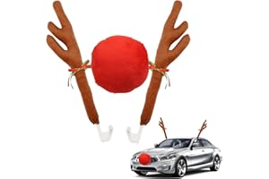 Aohcae Christmas Car Reindeer Antlers & Nose, Christmas car decoration Rudolph Christmas Auto Decorations Reindeer Antler Car Accessories