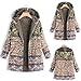 Produktbild Hanomes Damen MantelDamen Oversize Mode Drucken Reißverschluss mit Kapuze Mantel Vintage Damen Fleece Dicke Mäntel Cozy Kaschmir Pullover