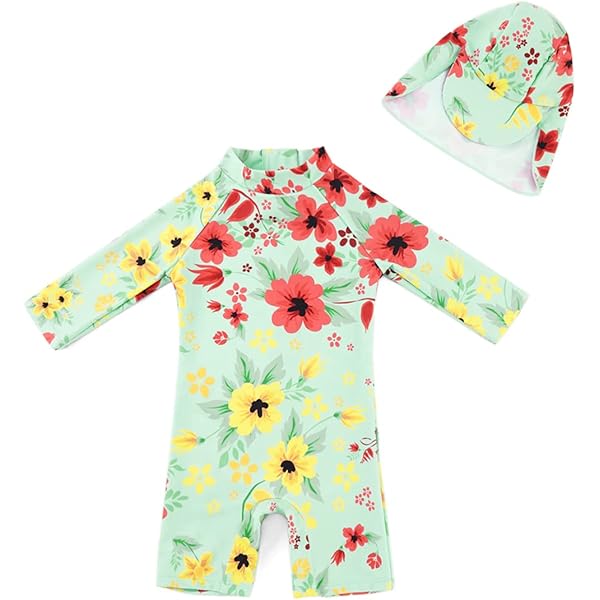 Costume Da Bagno 2 Pezzi Per Bambina Con Manica Lunga Anti-UV UPF 50+ - Stampa Sirena - Foto 5