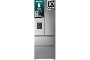 Hisense RF632N4WIE French Door Kühl-Gefrierkombination/ NoFrostPlus/ Inverter-Kompressor/ Wasserspender/ CrispZone/ 200 cm/ Kühlteil 336 l/ Gefrierteil 149 l/ 38 dB/ 295 kWh/ Jahr/ Inox-Look
