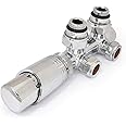 Hot Flow | Cascade Modern Twin TRV Chrome Thermostatic Radiator Valve (Straight & Angled) (Angled)
