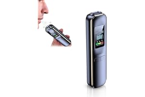 LUTRANSTRA Alcoholímetro de precisión policial, alcoholímetro por mil, recargable, probador de alcohol profesional con pantalla LCD digital azul y sensor de semiconductores (no requiere tubo de soplado)