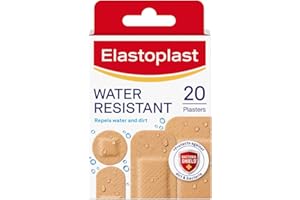 Elastoplast Water Resistant Plastic Plasters (20 Pieces), Dirt and Water-Resistant, Waterproof, Ideal for First Aid, Strong Adhesion with Non-Stick Wound Pad, Breathable Material, Tan