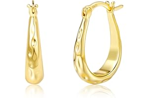 ALEXCRAFT Pendientes Mujer Plata, Pendientes Aro Ovalados Gruesos, Aretes Aro Grandes, Chunky, Ligero, Hipoalergénico, Forma de U, Moda, Regalos de Joyería para Mujeres Niñas