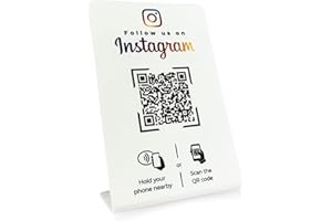 NEXIT Aufsteller für Instagram mit QR-Code und NFC-Chip (Englisch) 16,5 x 10,5cm - weiß