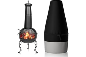 Pacok Large Chimenea Cover，Waterproof Heavy Duty 600D Garden Heater Cover，Windproof Rip-Proof and UV Resistant Outdoor Garden Patio Heater Cover (122 x 21 / 61cm) - Grey 122BG