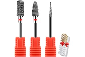 CGBE Punta Fresa Unghie Rimozione Gel, Punte Fresa Unghie da Carburo di Tungsteno, 3/32 Pollici Punte Fresa Unghie Professionale per Rimuovere Gel Acrilico Cuticola, Grana Fine, 3 Pezzi