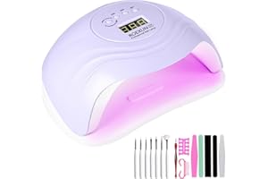 Lampe UV Sèche Ongles,168W Portable UV LED Séchoirs à ongles et lampes UV Automatique,Séchage Rapide 4 Minuterie,avec Capteur Automatique et LCD Ecran Lampe UV Ongles Gel Pour Toutes Les Gels Violet